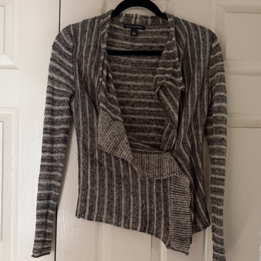 Banana Republic Gray Striped Cardigan